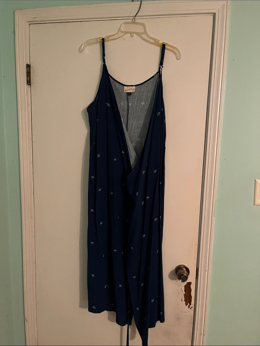 Universal Thread Navy Blue Midi Dress with Subtle White Motif